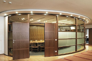 partition design using wood and 12mm glass