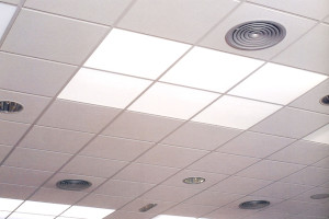 Ceiling with spot lights and vent